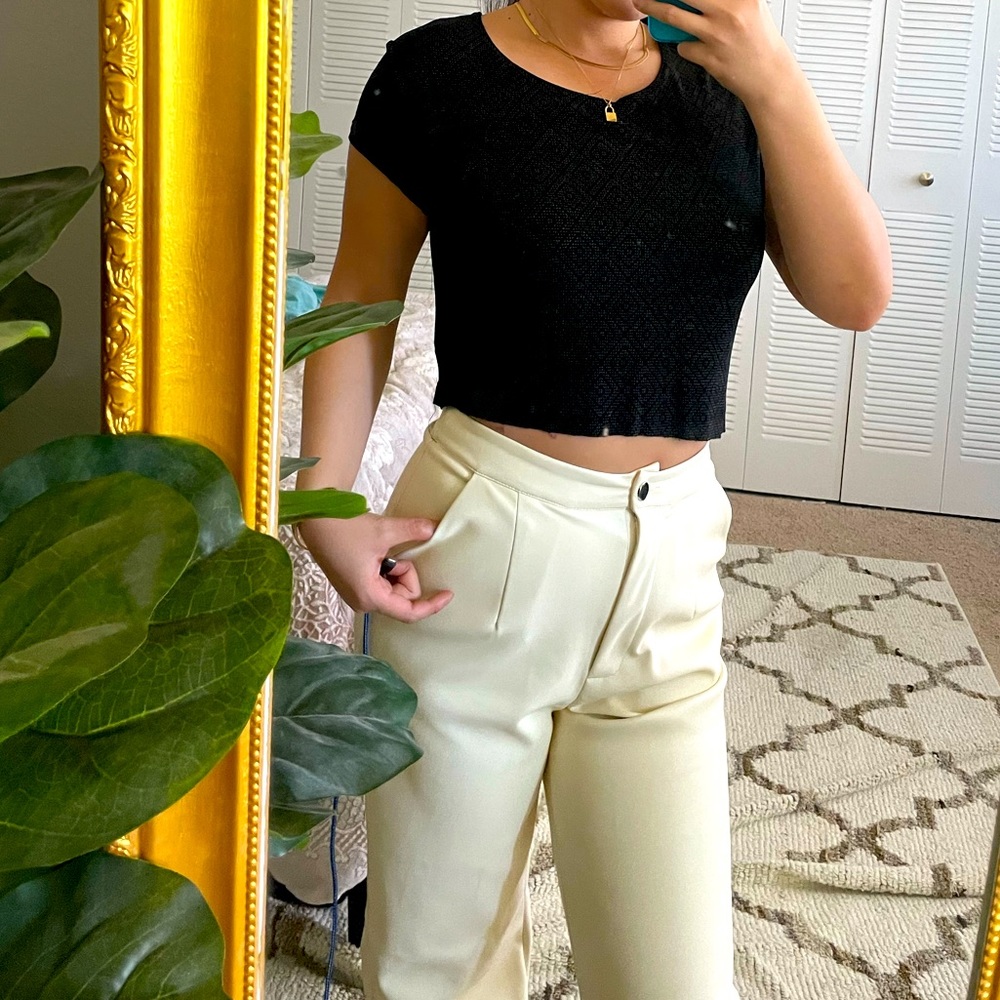 Black patterned crop top